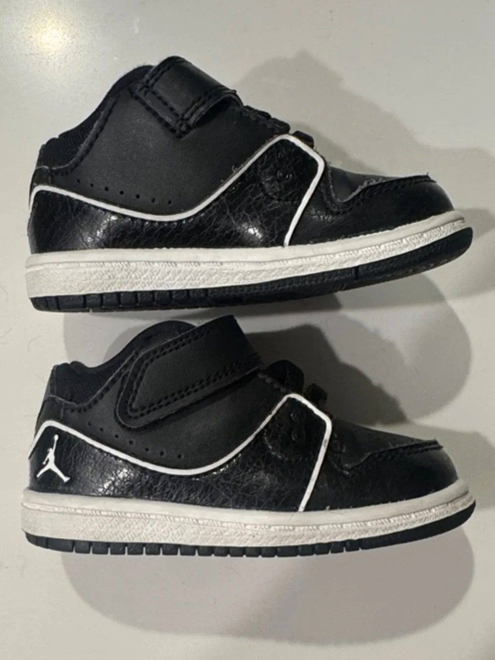 Jordan Baby Black and White Velcro Strap Sneakers